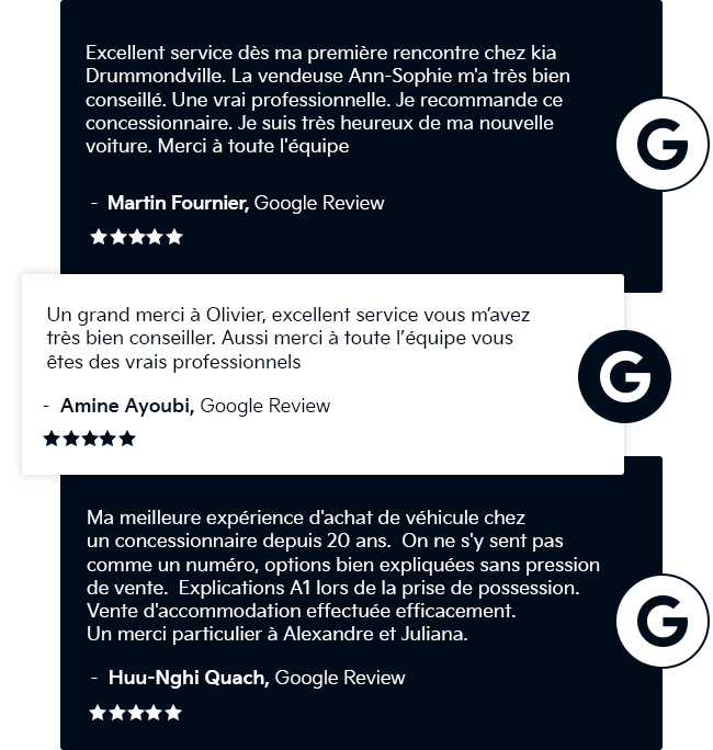 Avis clients 5 étoiles Google 