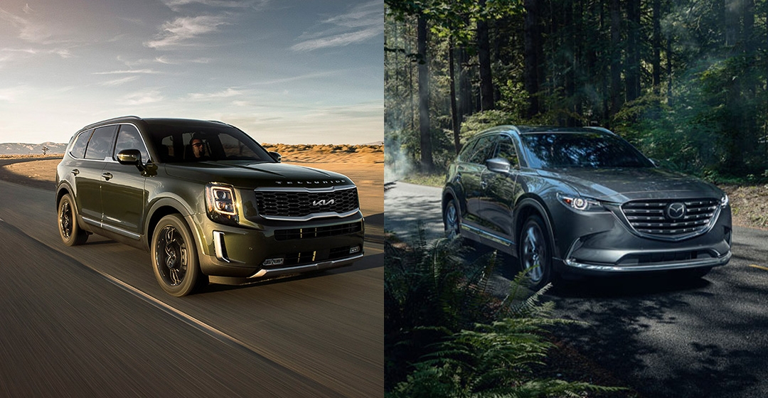 Comparatif entre le Kia Telluride 2022 (gauche) et le Mazda CX-9 2021 (gauche)